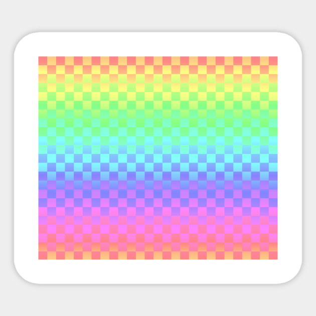 Rainbow Ombre Checkered Pattern Sticker by saradaboru